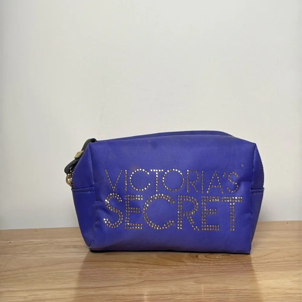 Victoria’s Secret Small Purple Bling Graphic Leopard Makeup Bag Travel Bag